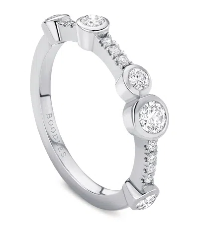 Boodles Platinum And Diamond Waterfall Half-hoop Ring In Silver