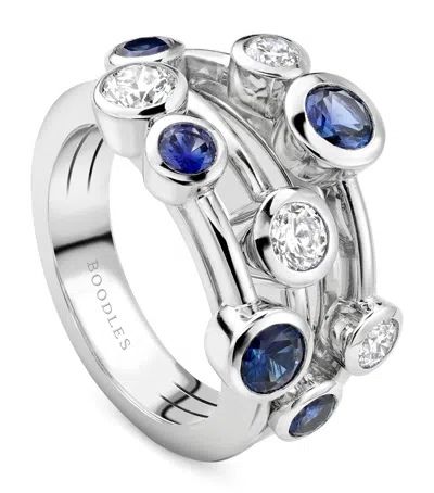 Boodles Platinum, Diamond And Sapphire Classic Raindance Ring In Metallic