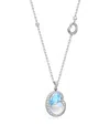 Boodles Platinum, Diamond, Aquamarine And Moonstone Motherhood Necklace In Silver