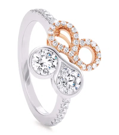 Boodles Platinum, Rose Gold And Diamond Be  Motif Ring In Silver