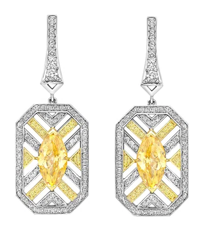 Boodles Platinum, Yellow Gold And Diamond Fifth Avenue Drop Earrings In Silver