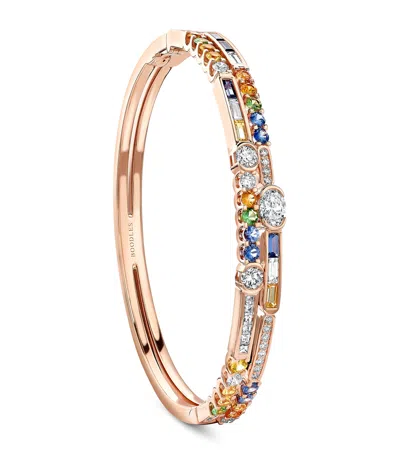 Boodles Rose Gold, Diamond, Sapphire And Tsavorite Play Of Light Bangle In Pink