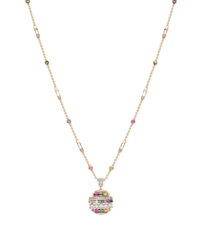 Boodles Rose Gold, Diamond, Sapphire, Ruby And Tsavorite Play Of Light Chelsea Pendant Necklace In Pink