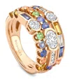 Boodles Rose Gold, Diamond, Tsavorite And Sapphire Play Of Light Ring In Rose Gold
