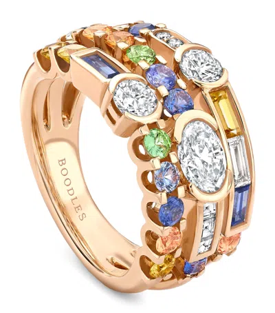 Boodles Rose Gold, Diamond, Tsavorite And Sapphire Play Of Light Ring