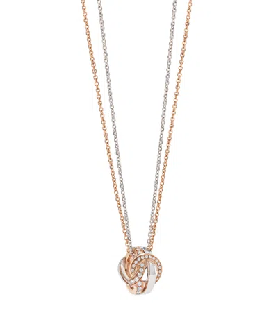 Boodles Rose Gold, White Gold And Diamond Knot Pendant Necklace