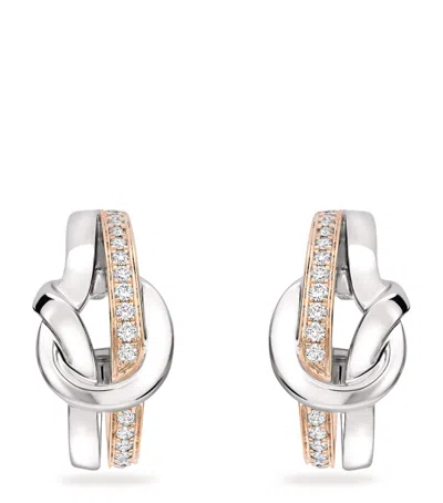 Boodles Rose, White Gold And Diamond The Knot Earrings In Rose Gold