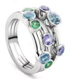 Boodles White Gold, Tsavorite, Tanzanite And Aquamarine Raindance Watercolour Ring In Gold