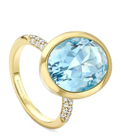 Boodles Yellow Gold, Diamond And Aquamarine Dolce Vita Oval Ring