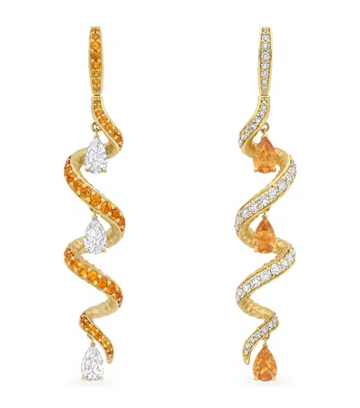 Boodles Yellow Gold, Diamond And Garnet Gazelle Inside Africa Earrings