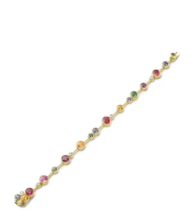 Boodles Yellow Gold, Diamond And Multicoloured Gemstone Raindance Bracelet In Neutral