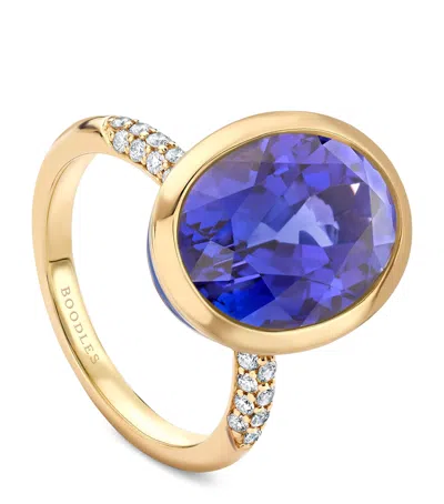 Boodles Yellow Gold, Diamond And Tanzanite Dolce Vita Oval Ring