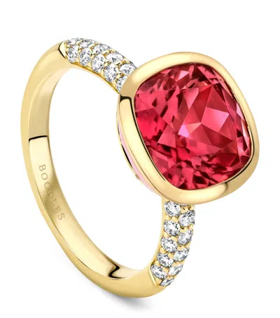 Boodles Yellow Gold, Diamond And Tourmaline Dolce Vita Cushion Ring