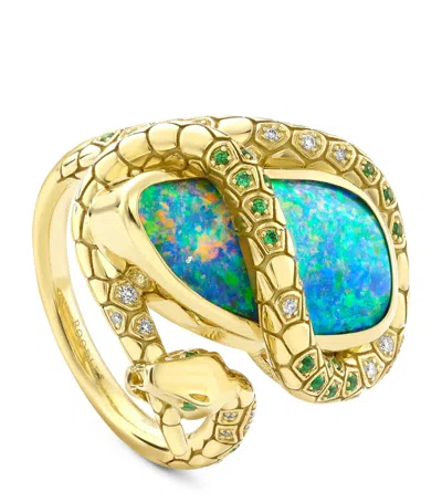 Boodles Yellow Gold, Diamond, Opal And Tsavorite Green Mamba Inside Africa Ring