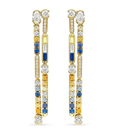 Boodles Yellow Gold, Diamond, Sapphire And Tsavorite Play Of Light Drop Earrings