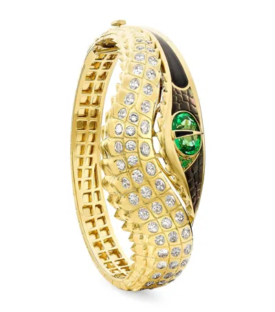 Boodles Yellow Gold, Diamond, Tsavorite And Pearl Zambezi Inside Africa Bangle
