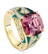 BOODLES YELLOW GOLD, PURPLE GARNET AND DIAMOND A FAMILY JOURNEY PRAGUE RING