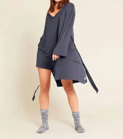 Boody Goodnight Long Sleeves Robe In Storm In Blue