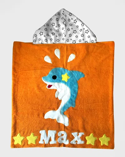 Boogie Baby Kid's My Friend Flip Hooded Towel, Personalized In Orange