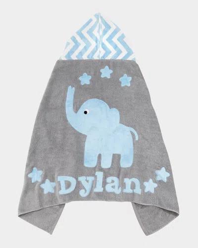 Boogie Baby Personalized "big Foot" Elephant Hooded Towel, Blue `