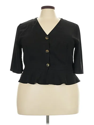 Pre-owned Boohoo 3/4 Sleeve Blouse In Black
