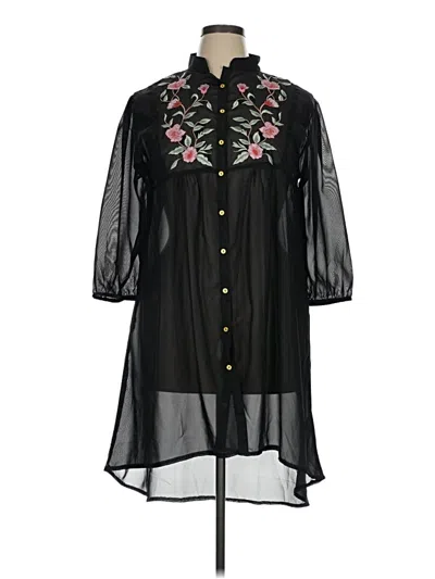 Pre-owned Boohoo 3/4 Sleeve Blouse In Black