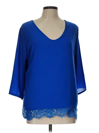 Pre-owned Boohoo 3/4 Sleeve Blouse In Blue