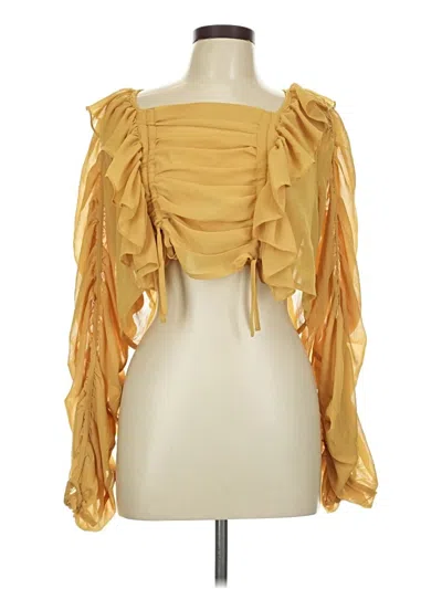 Pre-owned Boohoo 3/4 Sleeve Blouse In Gold