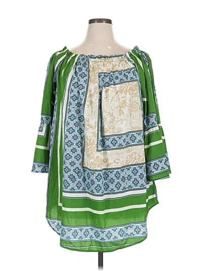 Pre-owned Boohoo 3/4 Sleeve Blouse In Green