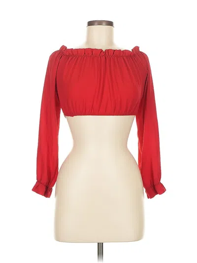 Pre-owned Boohoo 3/4 Sleeve Blouse In Red