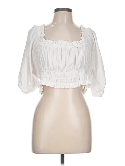 Pre-owned Boohoo 3/4 Sleeve Blouse In White