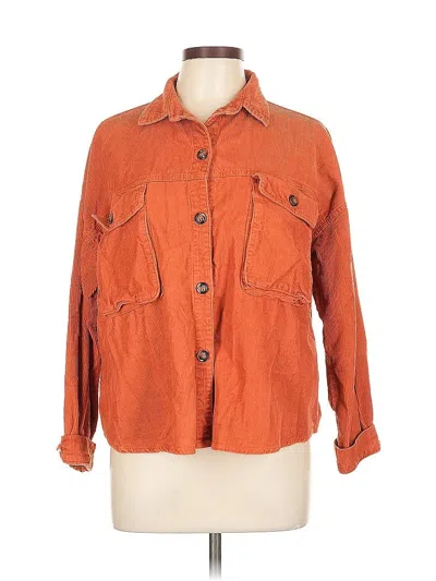 Pre-owned Boohoo 3/4 Sleeve Button Down Shirt In Orange