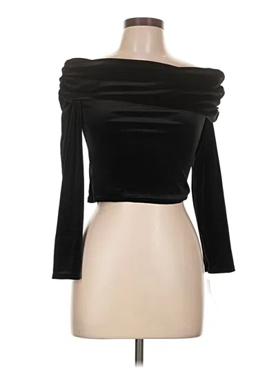 Boohoo 3/4 Sleeve Top Black Off The Shoulder Neckline Tops