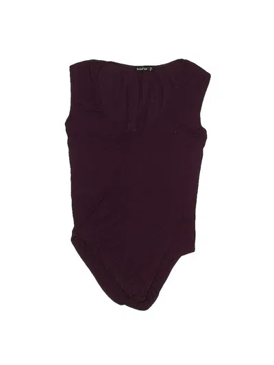 Pre-owned Boohoo Bodysuit In Burgundy