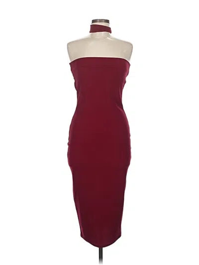 Pre-owned Boohoo Cocktail Dress In Burgundy