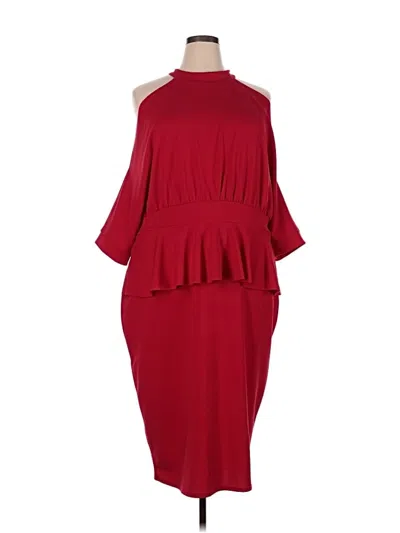 Pre-owned Boohoo Cocktail Dress In Burgundy