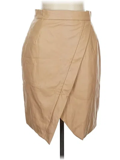 Pre-owned Boohoo Faux Leather Skirt In Brown