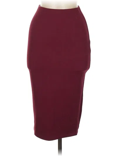Pre-owned Boohoo Formal Skirt In Burgundy