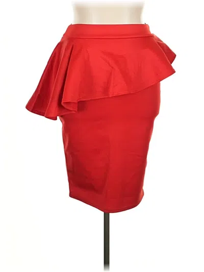 Pre-owned Boohoo Formal Skirt In Red