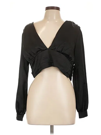 Pre-owned Boohoo Long Sleeve Blouse In Black