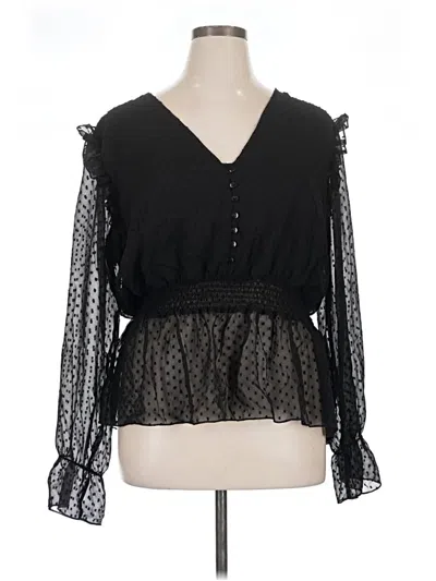 Pre-owned Boohoo Long Sleeve Blouse In Black