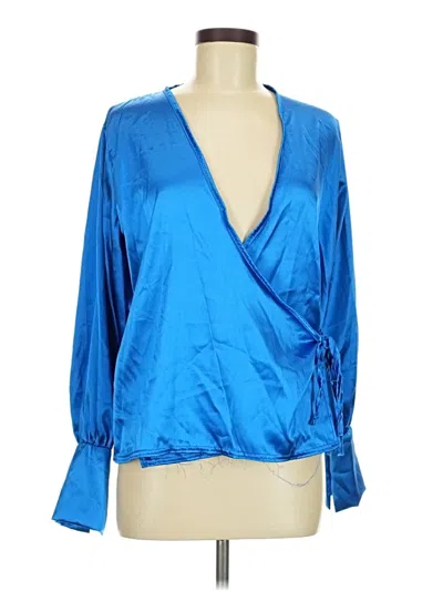 Pre-owned Boohoo Long Sleeve Blouse In Blue