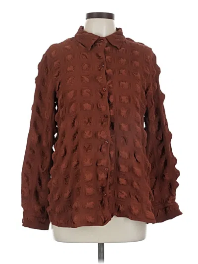 Pre-owned Boohoo Long Sleeve Blouse In Brown