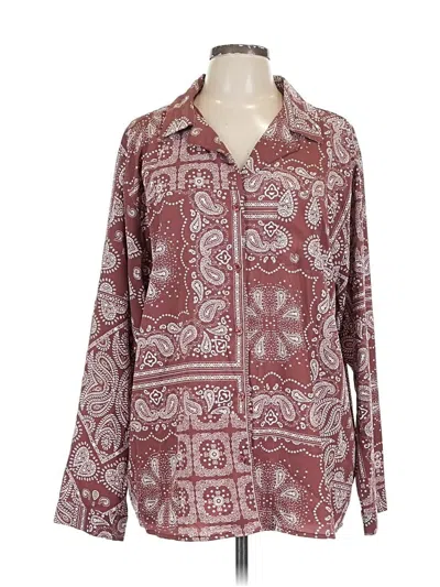 Pre-owned Boohoo Long Sleeve Blouse In Burgundy