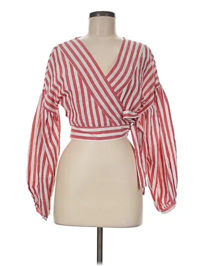 Pre-owned Boohoo Long Sleeve Blouse In Red