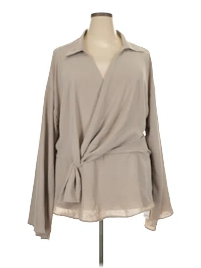 Boohoo Long Sleeve Blouse In Tan