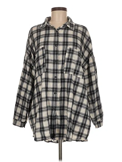 Pre-owned Boohoo Long Sleeve Button Down Shirt In Gray