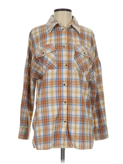 Pre-owned Boohoo Long Sleeve Button Down Shirt In Tan