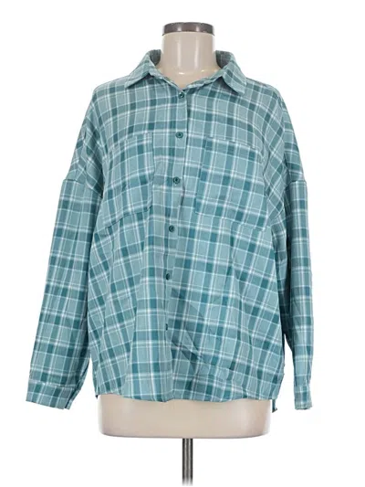 Pre-owned Boohoo Long Sleeve Polo Shirt In Teal