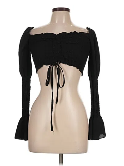Pre-owned Boohoo Long Sleeve Top Black Strapless Neckline Tops